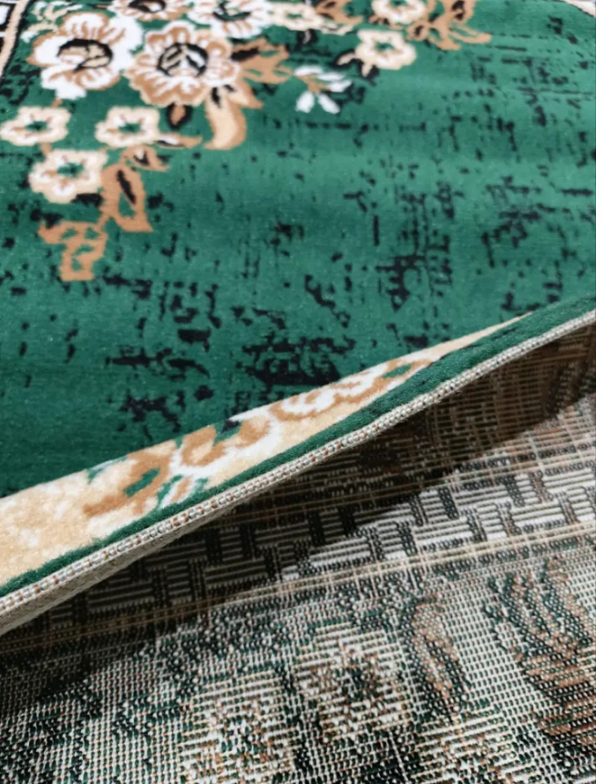 4/6 Feet - Premium Turkish Floral Rug – 120×180 cm – Green & Beige with Classic Border - Image 3