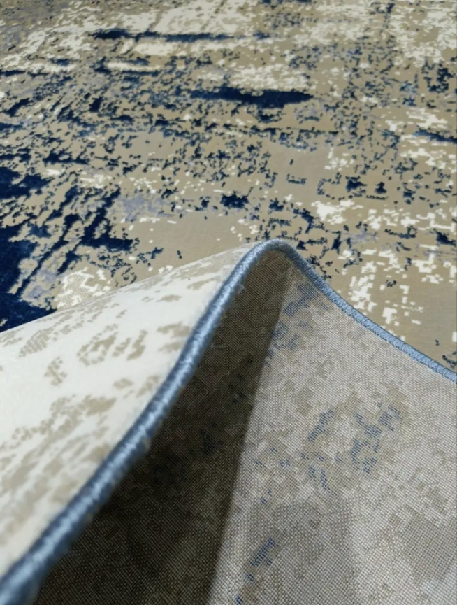 4/6 Feet - Premium Turkish Abstract Rug | Modern Beige & Blue Carpet - Image 3
