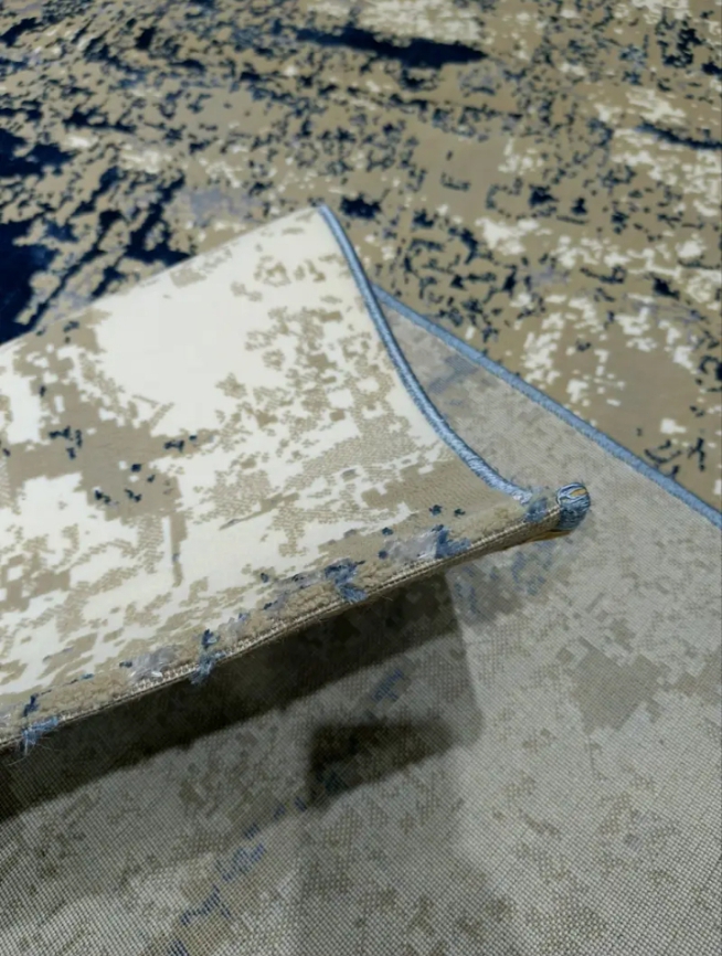4/6 Feet - Premium Turkish Abstract Rug | Modern Beige & Blue Carpet - Image 4
