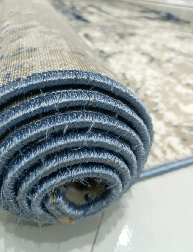4/6 Feet - Premium Turkish Abstract Rug | Modern Beige & Blue Carpet - Image 2